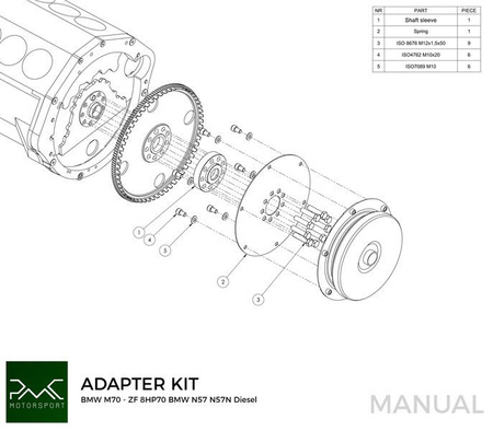 Adaptador convertidor de par ZF 8HP70 BMW N57 N57N - BMW M70