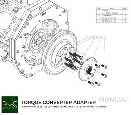 Volante do motor GM Chevrolet LS - BMW DCT DKG Getrag GS7D36SG N54 N55 S55
